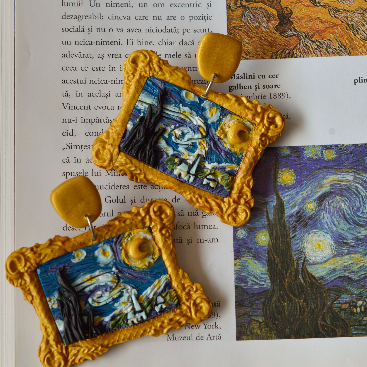 Cercei tablou ,,O noapte înstelată” (Vincent Van Gogh)