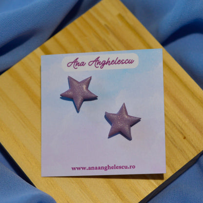Cercei stud stea lila perlat