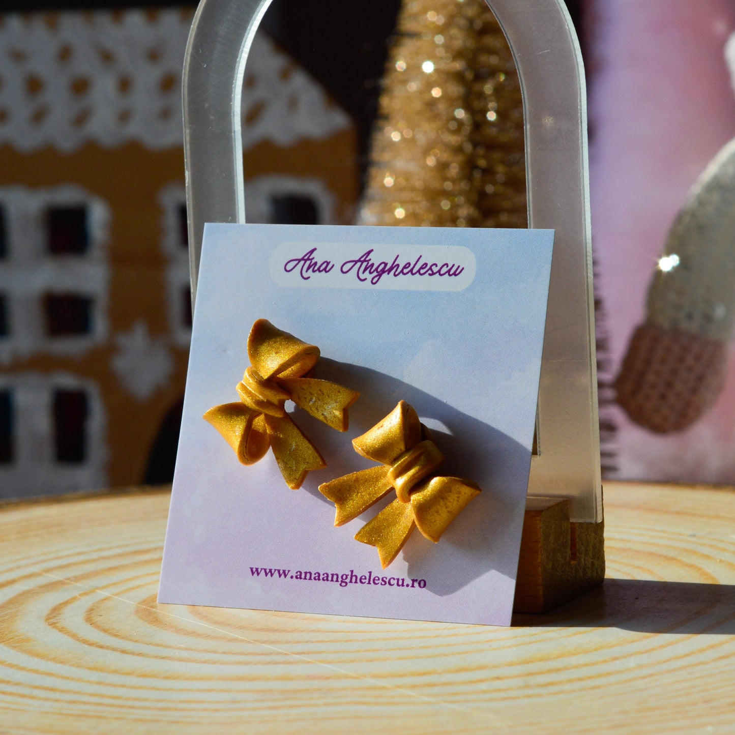 Cercei stud fundiță aurie