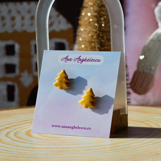 Cercei stud brad auriu