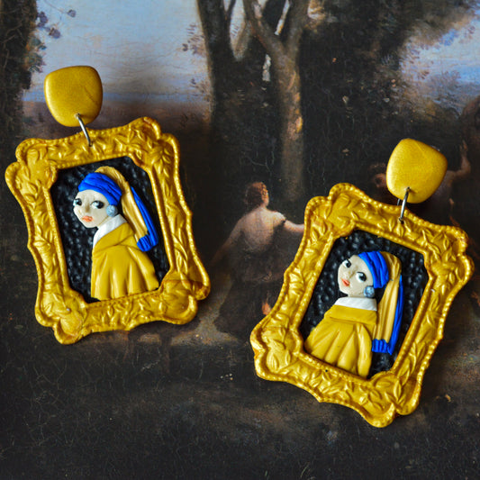 Cercei tablou ,,Fată cu cercel de perlă” (Jan Vermeer van Delft)
