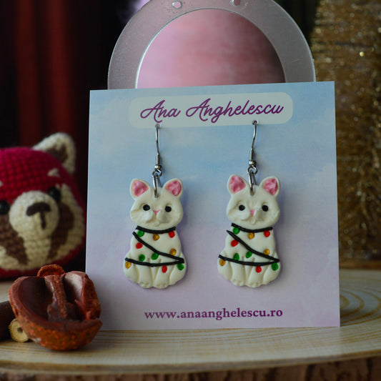 Cercei pisică de Crăciun