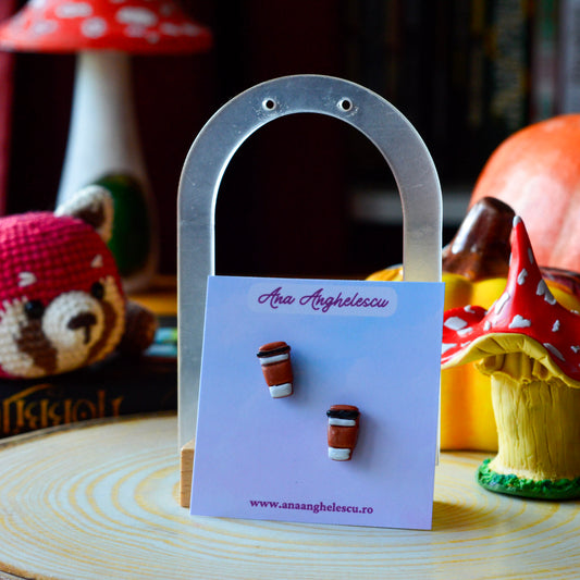Cercei stud pahar de cafea cupru