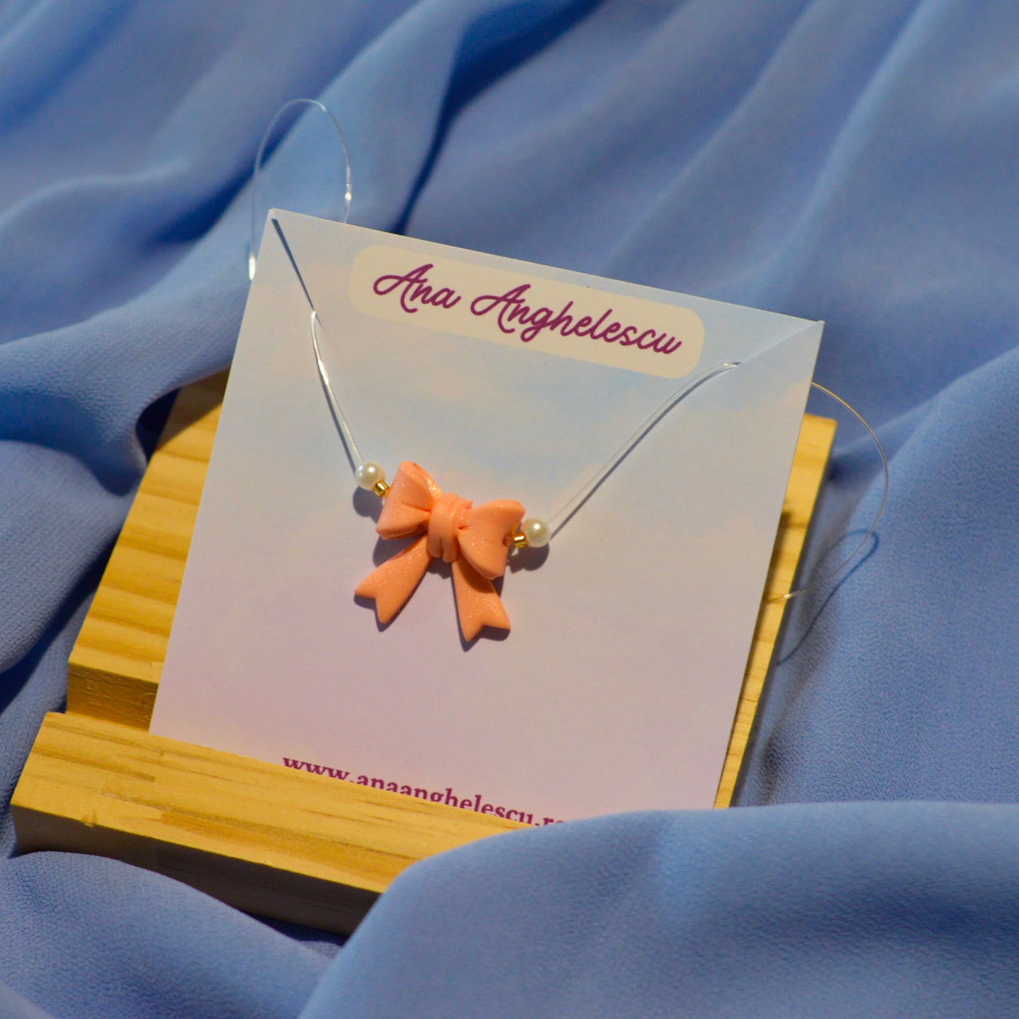 Colier fundiță somon perlat