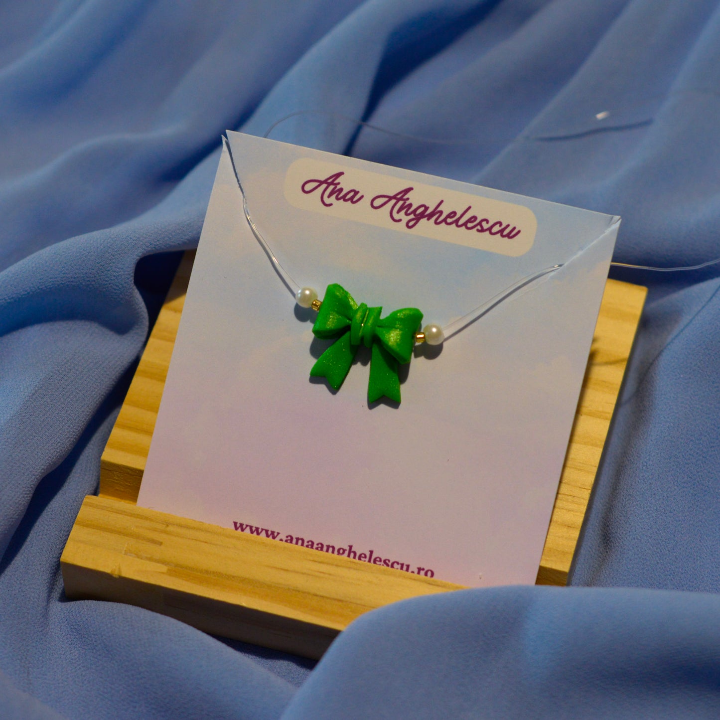 Colier fundiță verde perlat