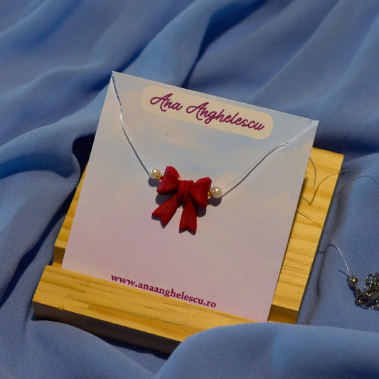 Colier fundiță vișinie