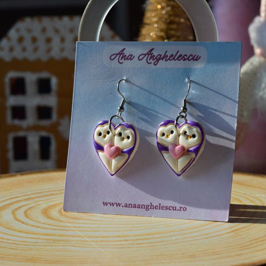 Cercei pinguini (inimioare)