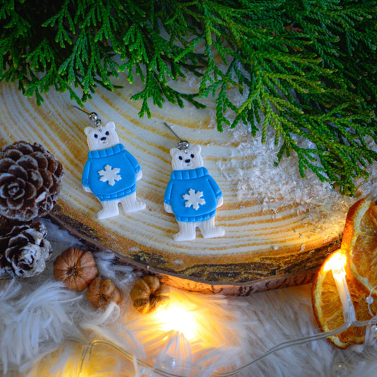 Cercei urs polar cu pulover