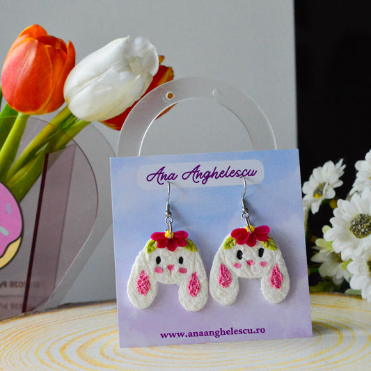 Cercei iepuraș cu floricele