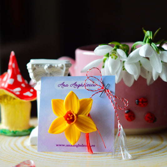 Mărțișor narcisă galbenă