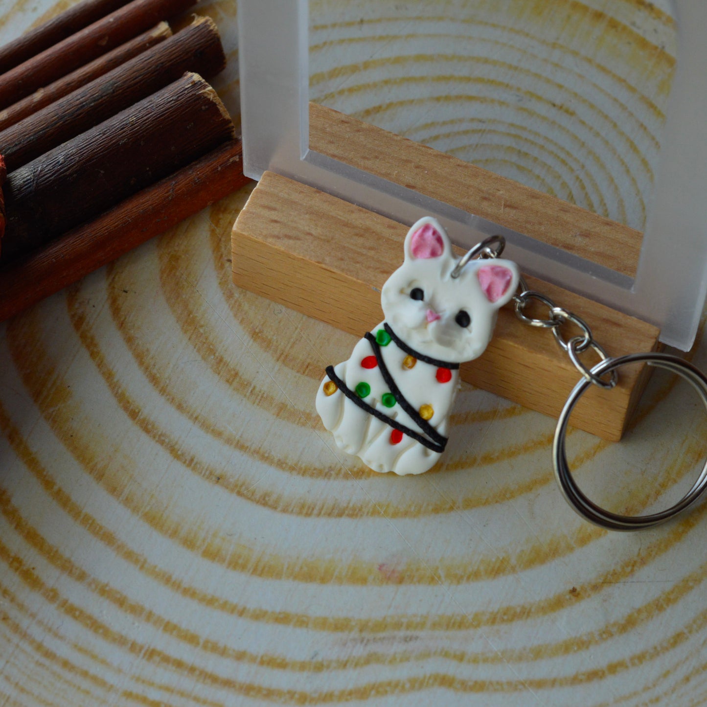 Breloc pisică de Crăciun