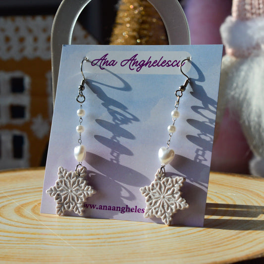 Cercei lungi cu fulgi (lila pastelat)