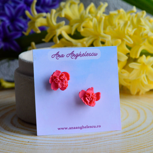 Cercei stud bujor roz fucsia