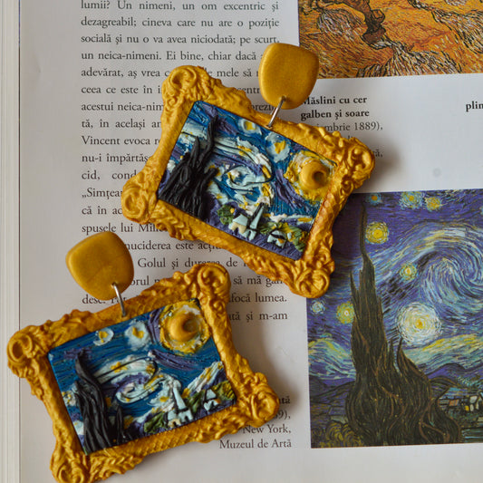 Cercei tablou ,,O noapte înstelată” (Vincent Van Gogh)