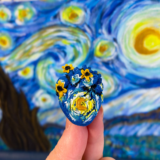 Broșă inimă anatomică ,,O noapte înstelată”